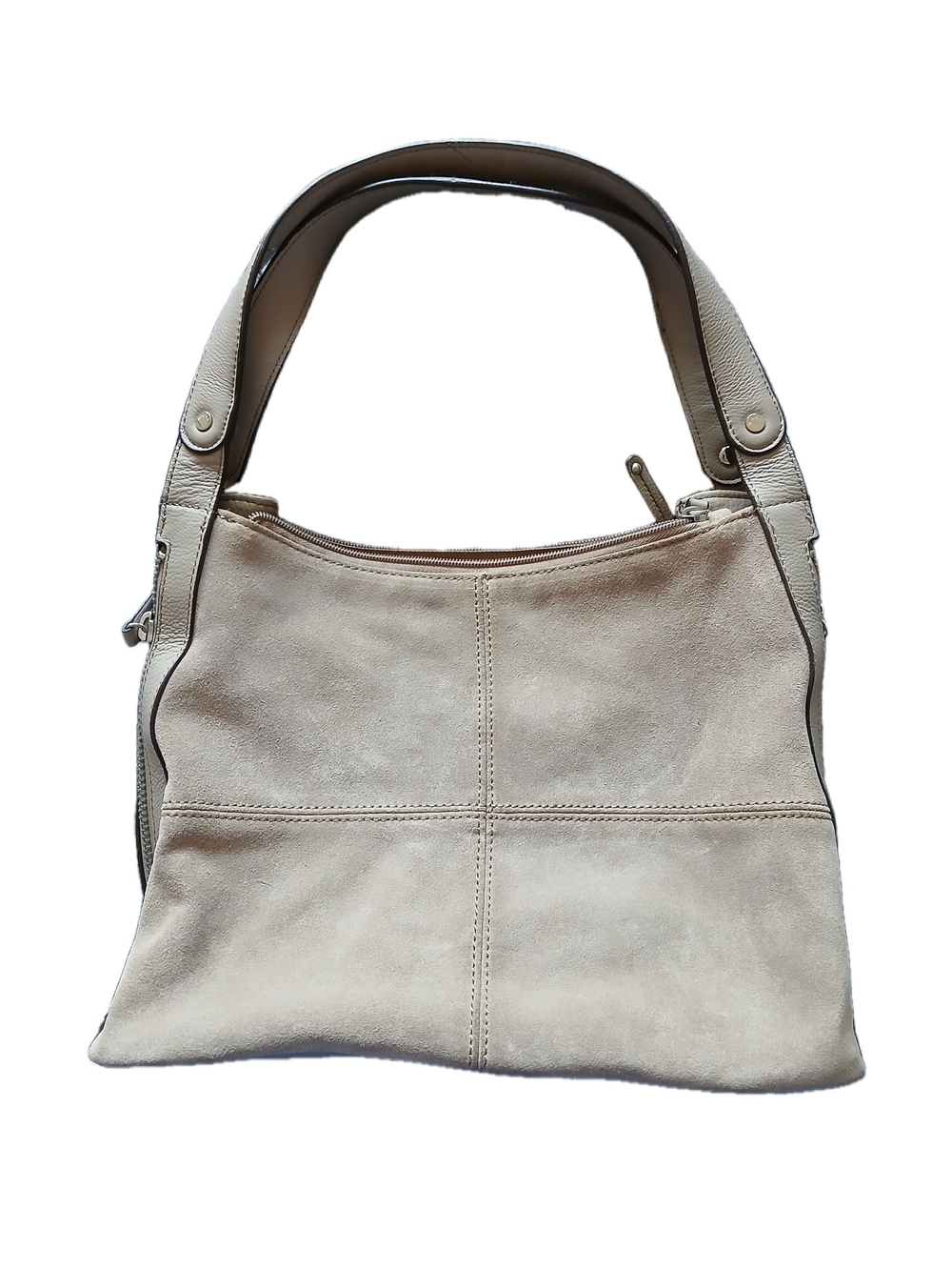 Tignanello Beige Leather Shoulder Bag 9" x 14 1/2"